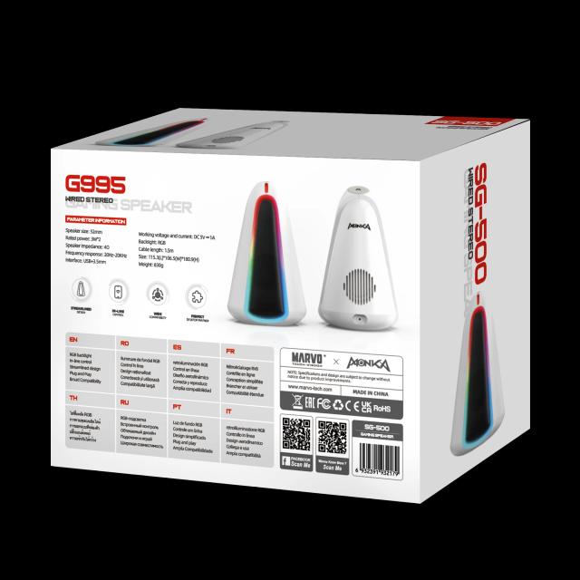  Parlantes PC Gaming MONKA SG-500 Zilla Stereo Iluminación RGB