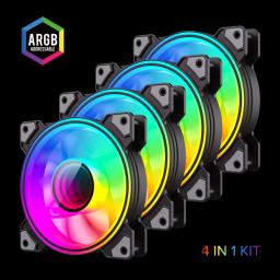 Kit Ventiladores PC GAMEMAX DRH400 4 FAN120mm Luces ARGB de doble anillo