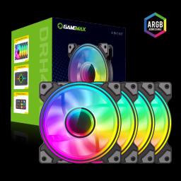 Kit Ventiladores PC GAMEMAX DRH400 4 FAN120mm Luces ARGB de doble anillo
