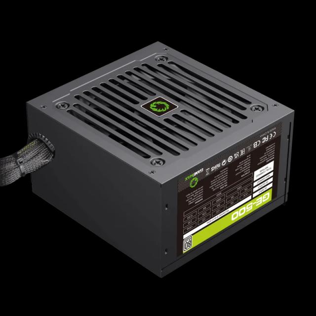 Fuente de Poder GAMEMAX GE-500 BK 500Watts Alta eficiencia 80+ 12CM Ventilador ATX