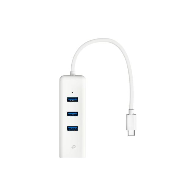 ADAPTADOR TP-Link USB-C a Ethernet Gigabit con HUB de 3 Puertos USB-3.0