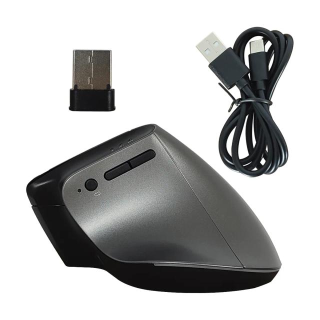 MOUSE QUASAD QME-V10 VERTICAL BACKLIGHT ERGONOMIC WIRELESS 10MTS GRIS