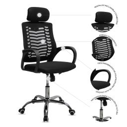 Silla de Oficina Ergonómica Apoya cabeza Airmesh Espaldar de malla Altura regulable Rotación 360°