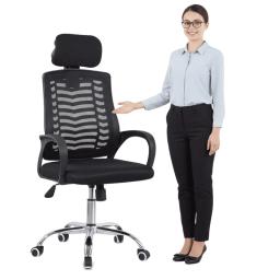 Silla de Oficina Ergonómica Apoya cabeza Airmesh Espaldar de malla Altura regulable Rotación 360°