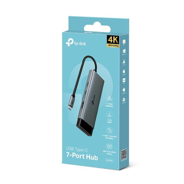 HUB TP-Link USB Tipo-C 7 en 1 con Puerto HDMI 4K 60Hz microSD