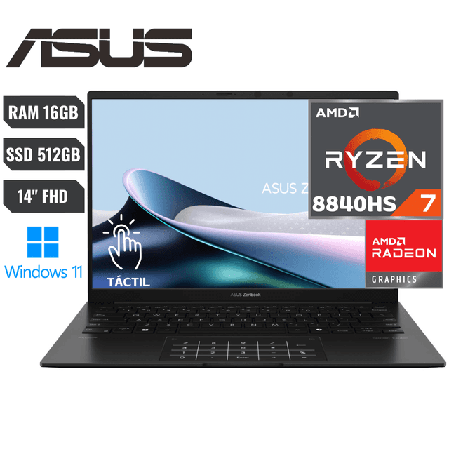 Laptop Asus Zenbook 14oled Amd Ryzen Ai 7 8840hs (8th) 512gb Ssd 16gb 14″